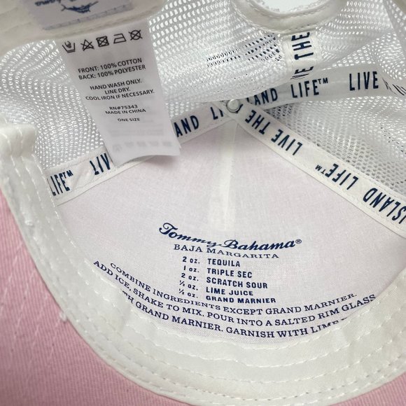 Tommy Bahama Tip Your Cap Marlin Logo Adult Cap Strap Back Mesh Pink White New - Picture 2 of 4